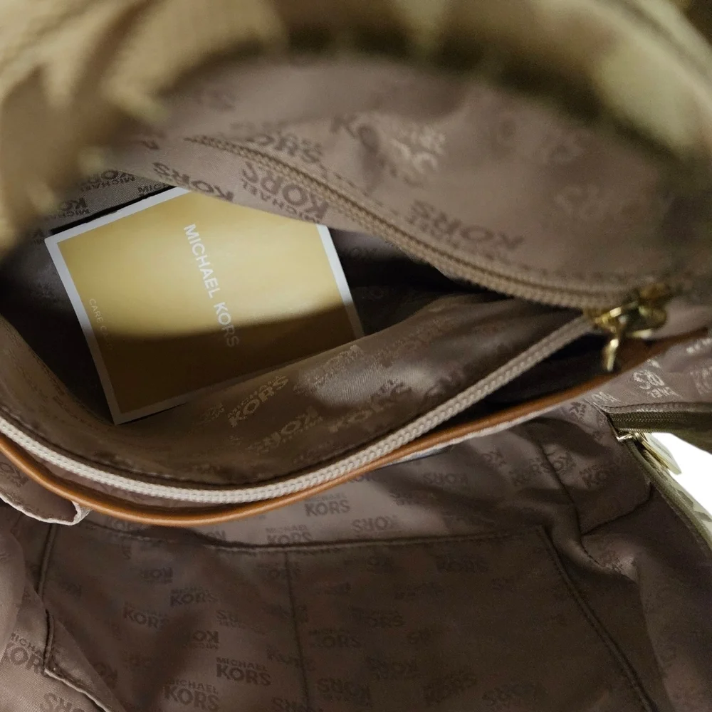 Michael Kors Jet Set Monogram Canvas And Leather Backpack In Tan And Brown